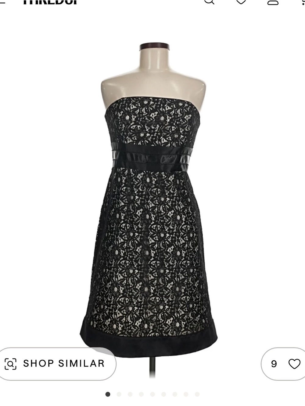 White House Black Market Black Strapless Lace A-Line Dress